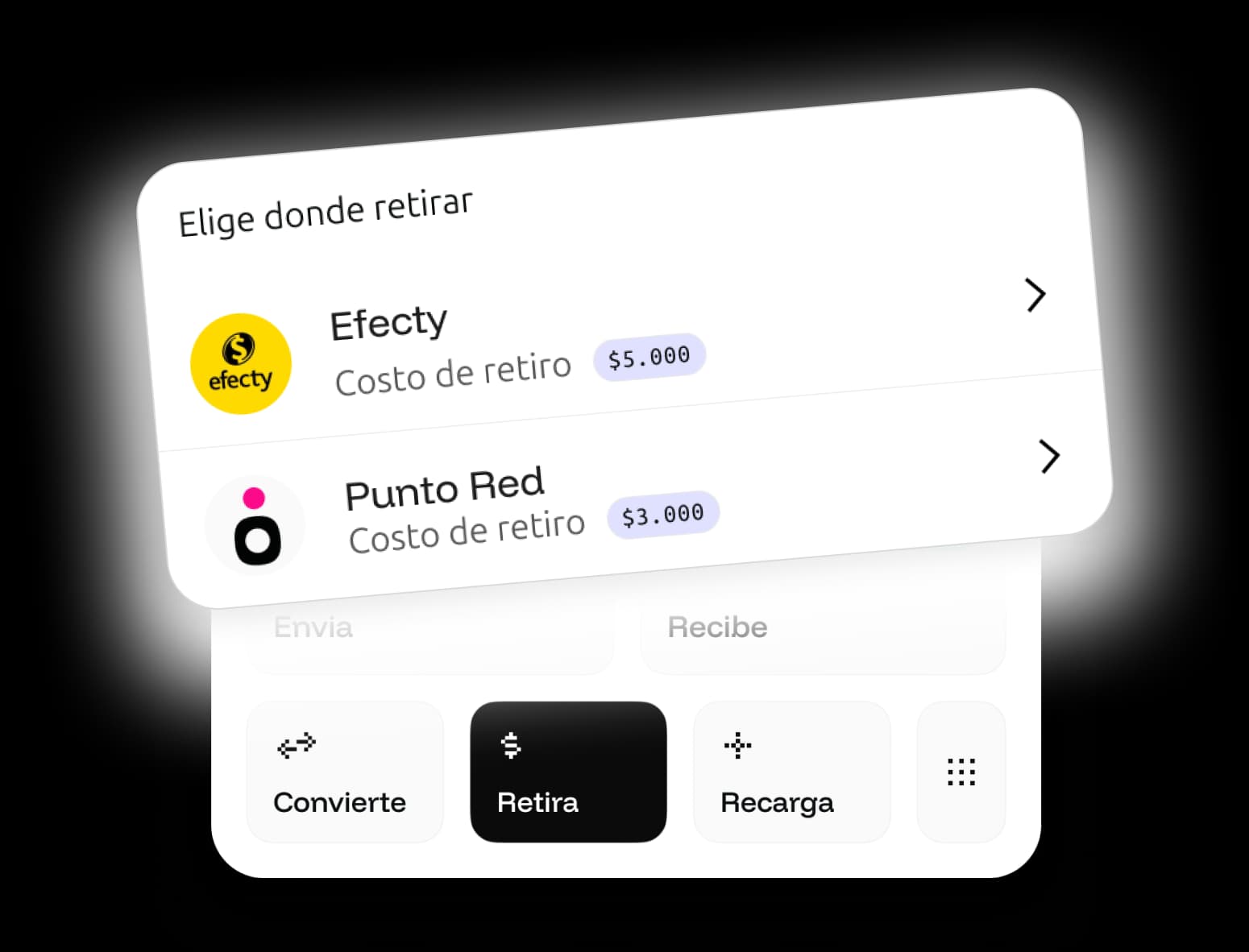 Retira, paga o transfiere